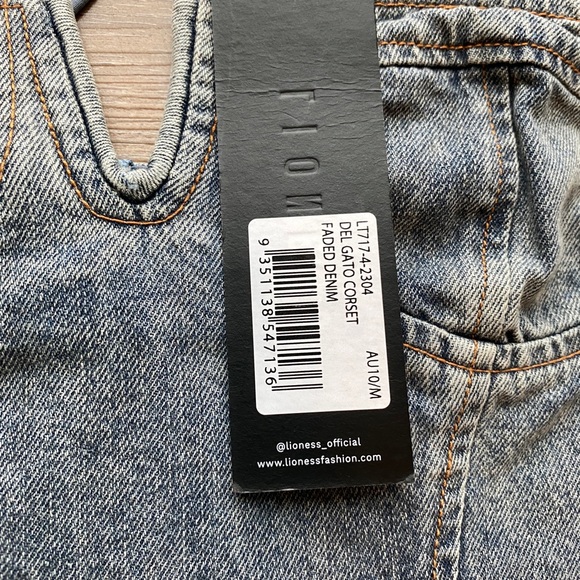 LIONESS Denim Del Gato Corset Top Size Medium | New With Tags - Picture 4 of 8